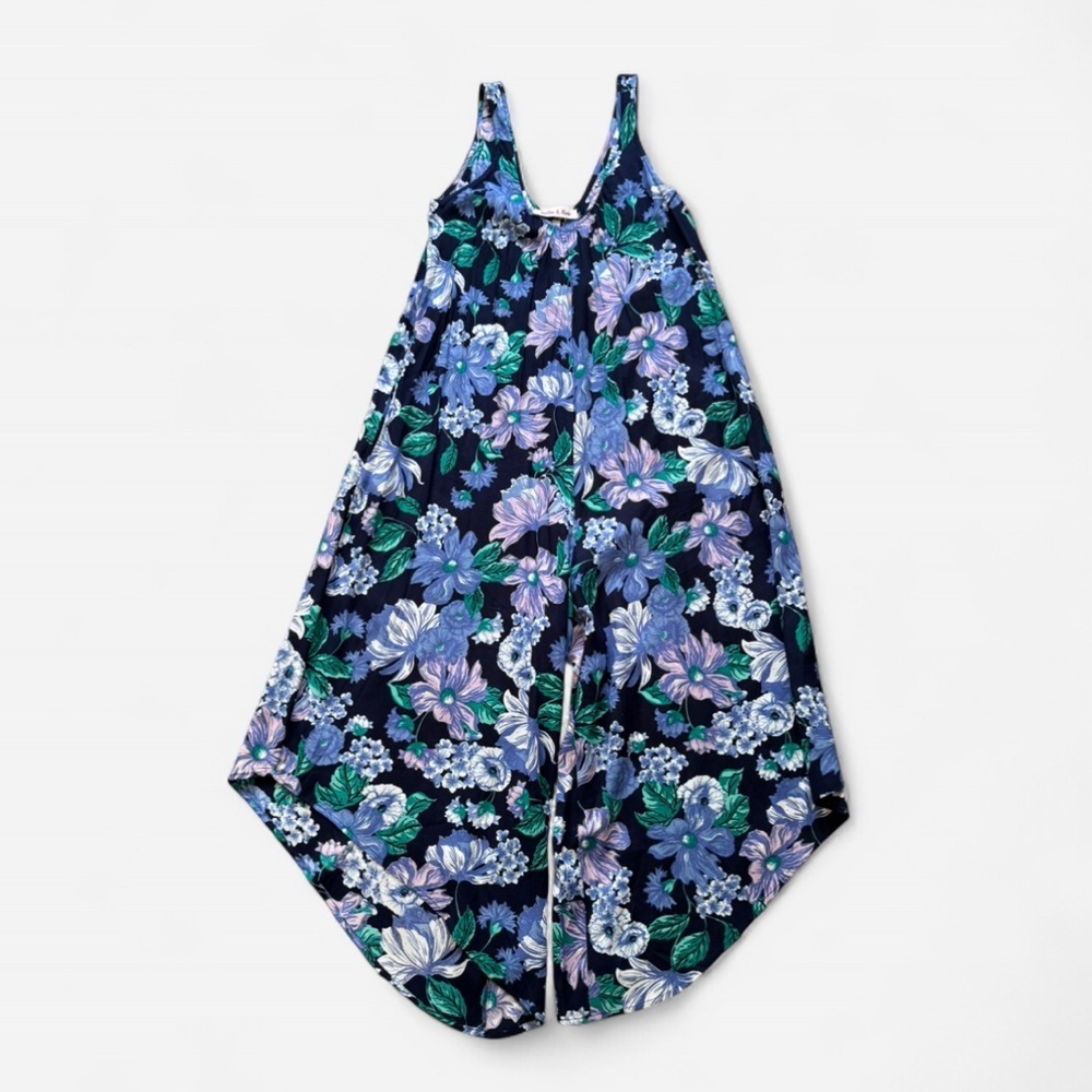 Harlow & Rose Blue Floral jumpsuit wide leg
